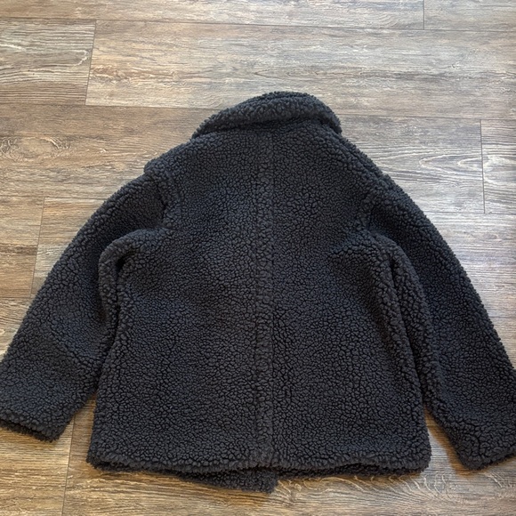 UGG Gertrude Short Teddy Sherpa Oversized Coat Charcoal Ink Women's Large XL - Picture 16 of 16